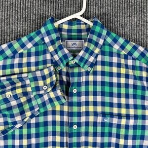 Southern Tide Mens Shirt Medium Green Plaid Long Sleeve Classic Fit Button Down